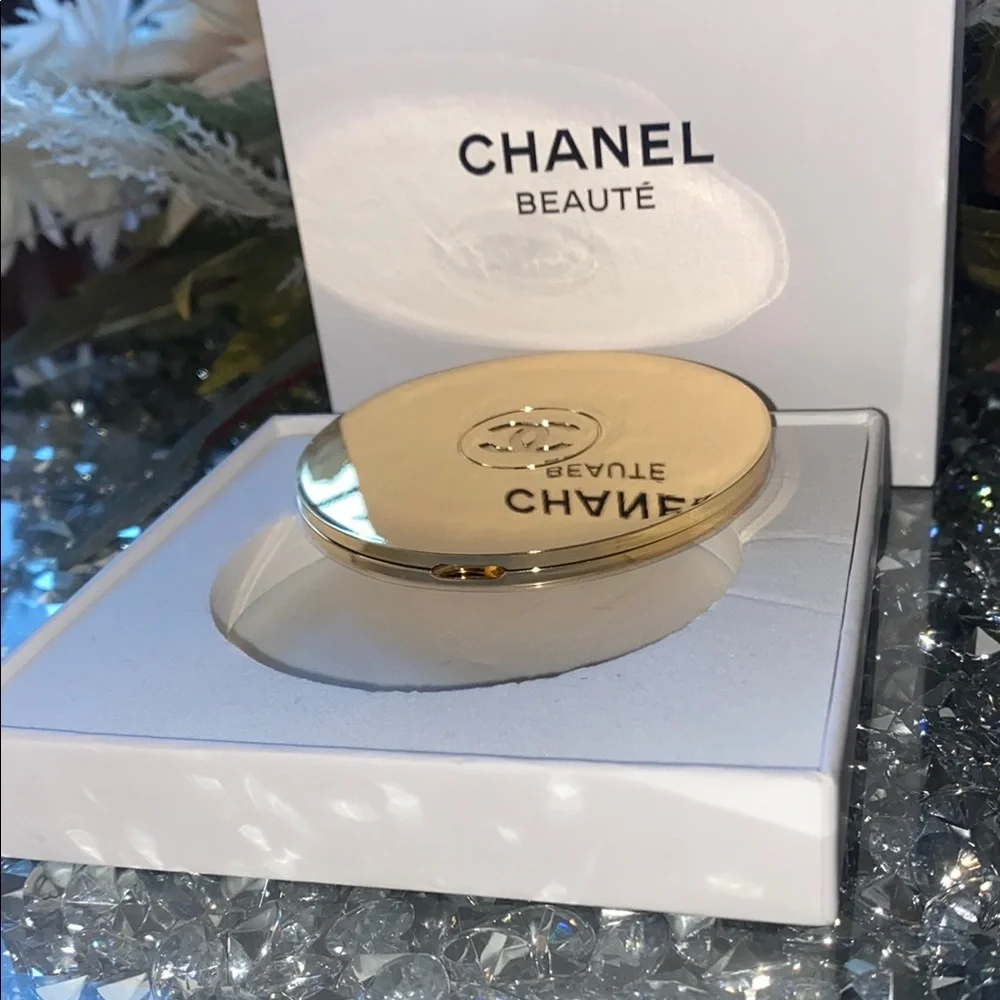CHANEL Gold Accessory Compact with Iconic Logo